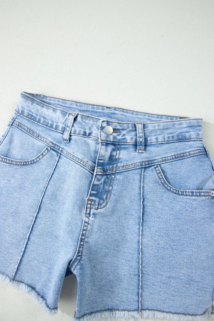 Myosotis High Waist Frayed Denim Shorts