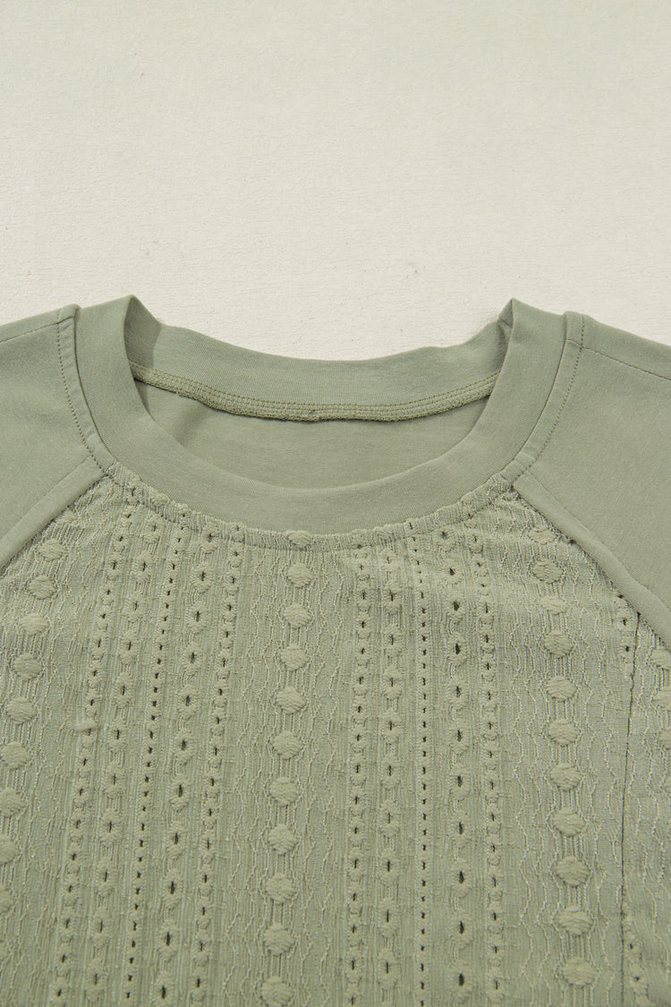 Laurel Green Jacquard Frilled Ruffled Long Sleeve Mini Dress