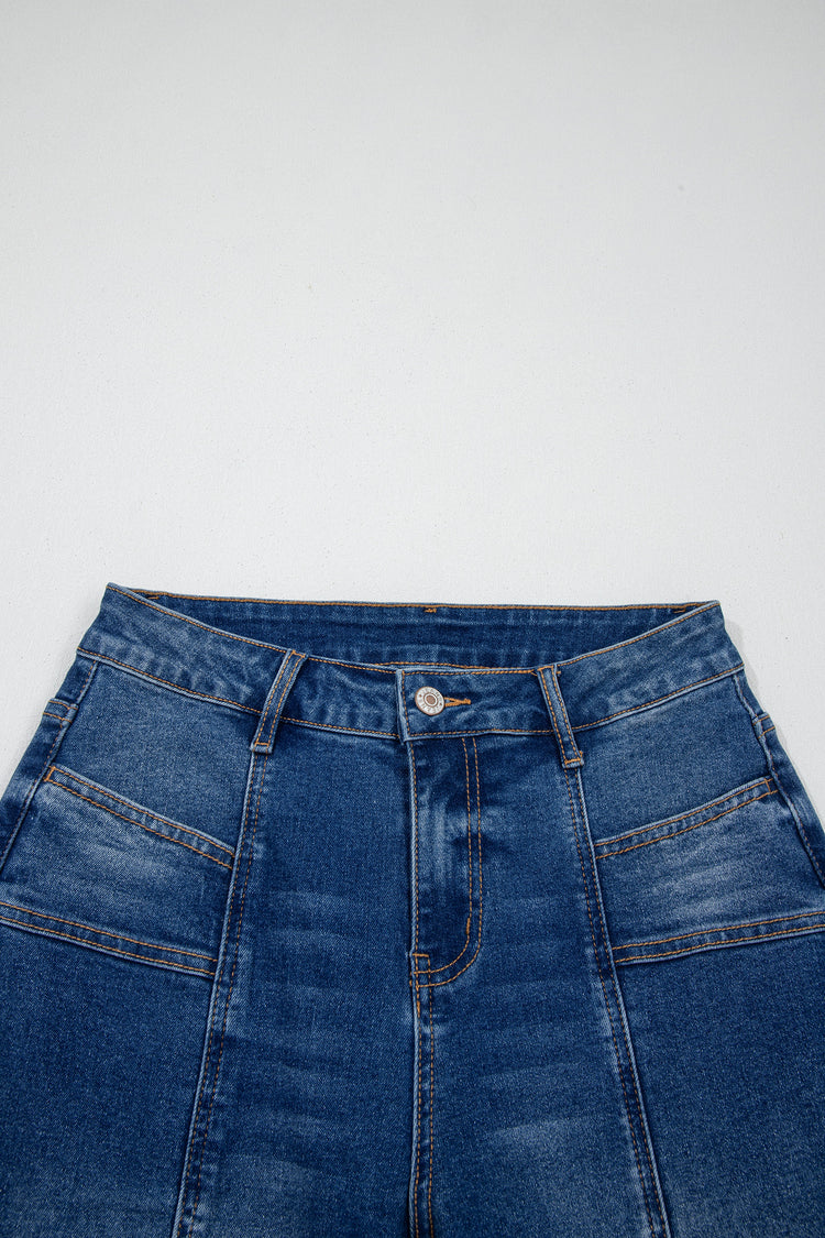 Sky Blue Tailored Seam Detail Womens Shift Jeans
