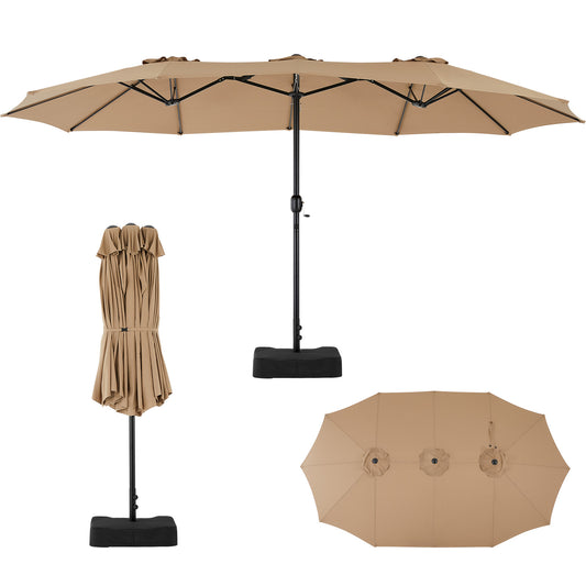 15ft Large Patio Umbrella With Base Included, Rectangle Table Umbrella Outdoor Patio, Outside Umbrellas For Deck, Market, Backyard