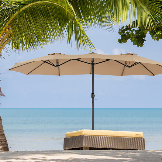 15ft Large Patio Umbrella With Base Included, Rectangle Table Umbrella Outdoor Patio, Outside Umbrellas For Deck, Market, Backyard