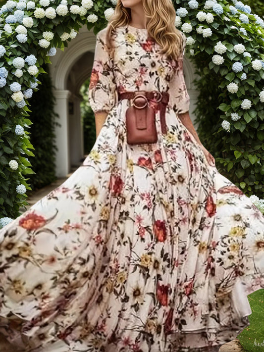New Women’s Dresses, Flower Printed Dresses, Princess Dresses, Dresses