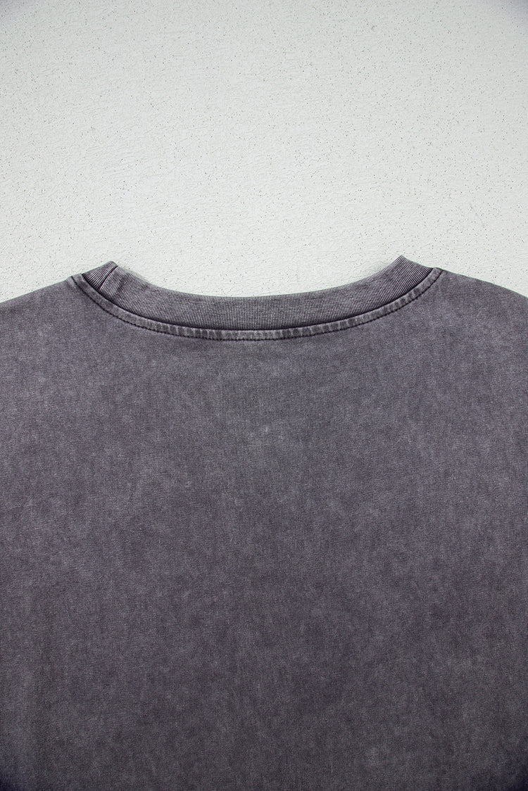 Medium Grey TEXAS Steer Head Graphic Mineral Wash Oversized T Shirt